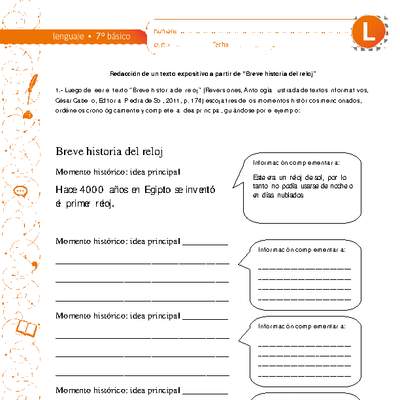 Redacción de un texto expositivo a partir de "Breve historia del reloj" Redacción de un texto expositivo a partir de "Breve historia del reloj"