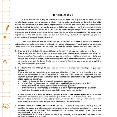La hora de la lectura La hora de la lectura