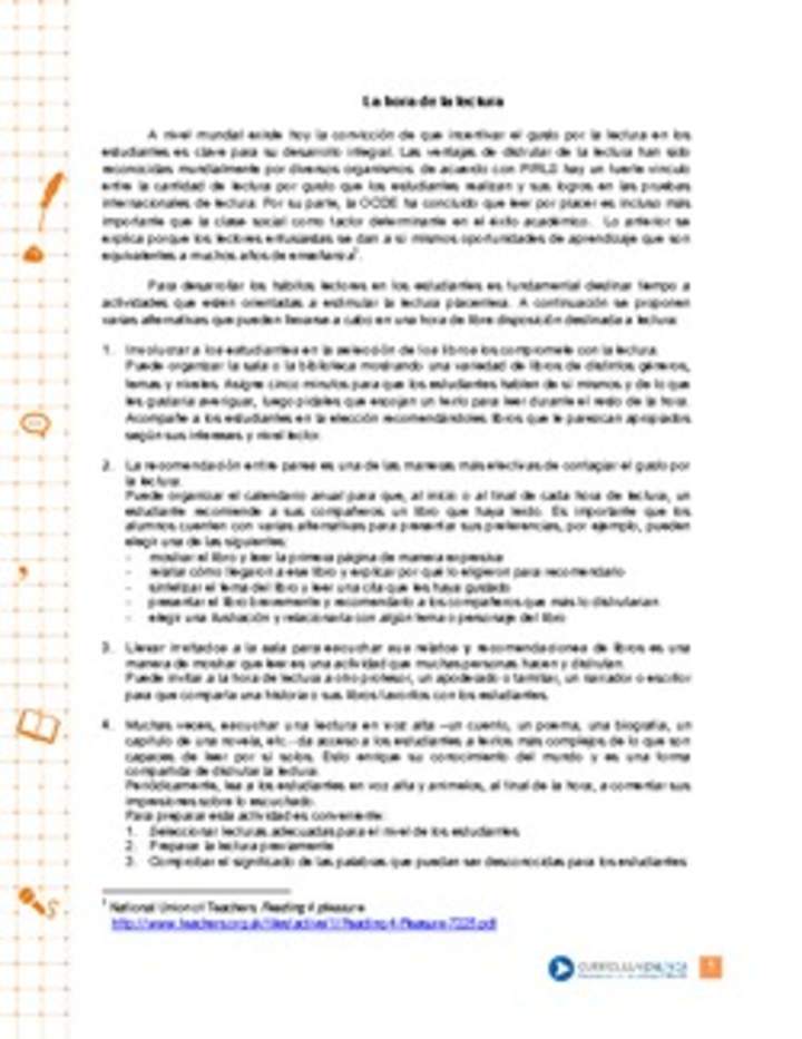 La hora de la lectura La hora de la lectura