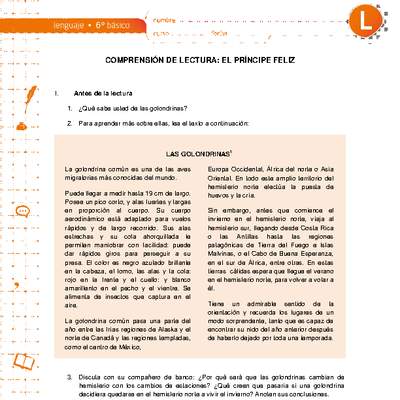 Comprensión de lectura: El príncipe feliz Comprensión de lectura: El príncipe feliz