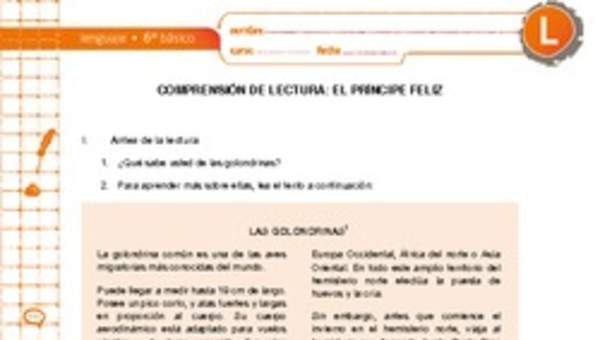Comprensión de lectura: El príncipe feliz Comprensión de lectura: El príncipe feliz
