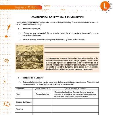 Comprensión de lectura: Rikki-tikki-tavi Comprensión de lectura: Rikki-tikki-tavi