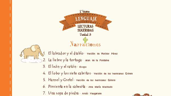Narraciones sugeridas para la tercera unidad Narraciones sugeridas para la tercera unidad