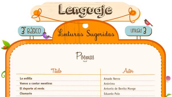 Poemas sugeridos para la tercera unidad Poemas sugeridos para la tercera unidad