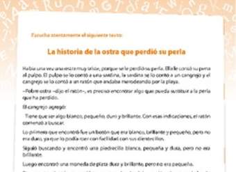 Comprensión La ostra que perdió su perla Comprensión La ostra que perdió su perla