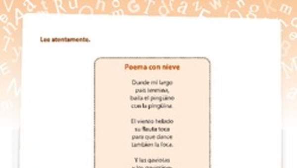 Comprensión poema con nieve Comprensión poema con nieve