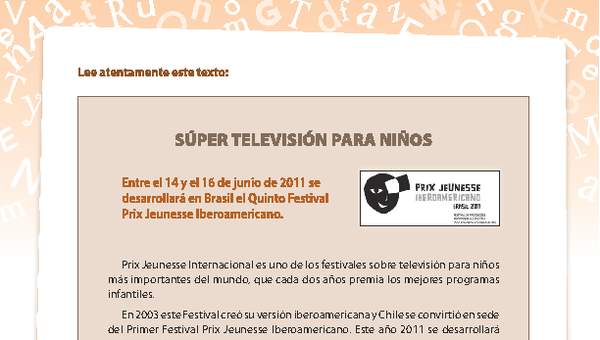 Vocabulario Súper T.V Vocabulario Súper T.V