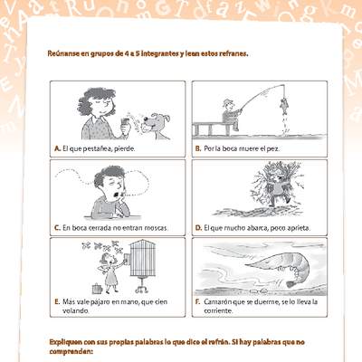 Interpretar refranes Interpretar refranes