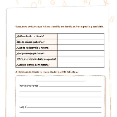 Escritura relato fiestas patrias Escritura relato fiestas patrias