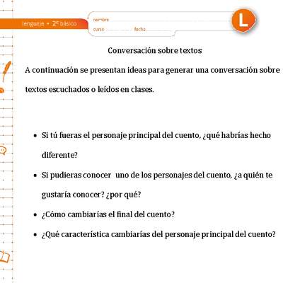 Conversación sobre textos Conversación sobre textos