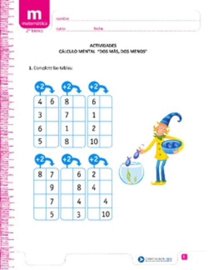 Cálculo mental "Dos más, dos menos" Cálculo mental "Dos más, dos menos"