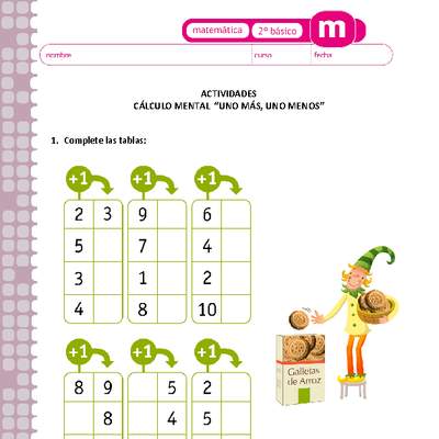 Cálculo mental "Uno más, uno menos" Cálculo mental "Uno más, uno menos"