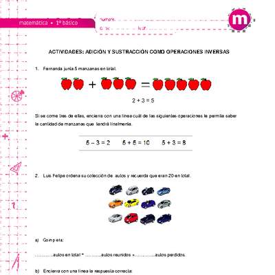 Adición y sustracción como operaciones inversas Adición y sustracción como operaciones inversas