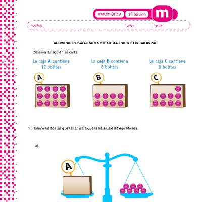 Igualdades y desigualdades con balanzas Igualdades y desigualdades con balanzas