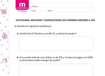 Adiciones y sustracciones con números menores a 100 (IV) Adiciones y sustracciones con números menores a 100 (IV)