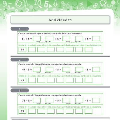 Sumar y restar con la cinta numerada Sumar y restar con la cinta numerada