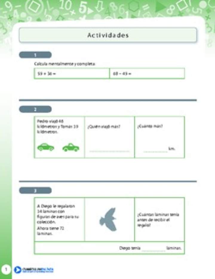 Actividades de sustracción Actividades de sustracción