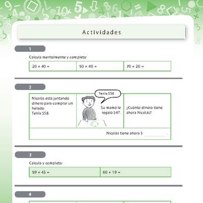 Resolución de problemas de adición con números menores a 100 Resolución de problemas de adición con números menores a 100