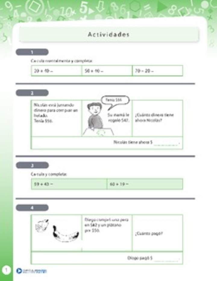 Resolución de problemas de adición con números menores a 100 Resolución de problemas de adición con números menores a 100