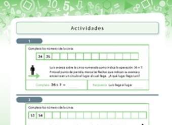 Completar secuencias numéricas y realizar adiciones con ayuda de la cinta numerada Completar secuencias numéricas y realizar adiciones con ayuda de la cinta numerada