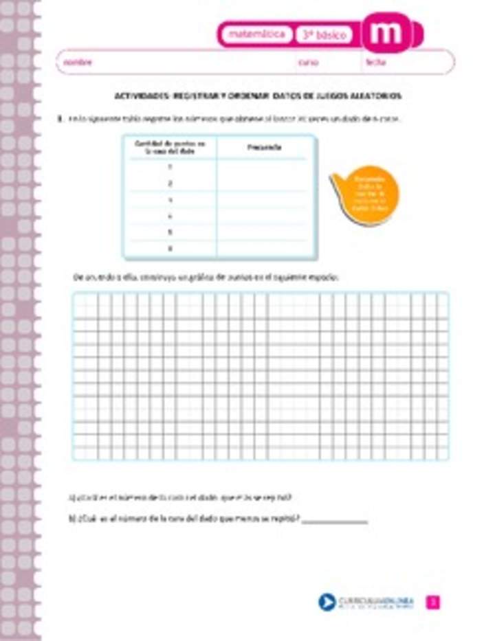 Registrar y ordenar datos de juegos aleatorios Registrar y ordenar datos de juegos aleatorios