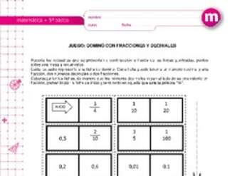 Dominó con fracciones y decimales Dominó con fracciones y decimales