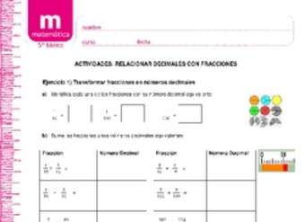 Relacionar fracciones con decimales Relacionar fracciones con decimales
