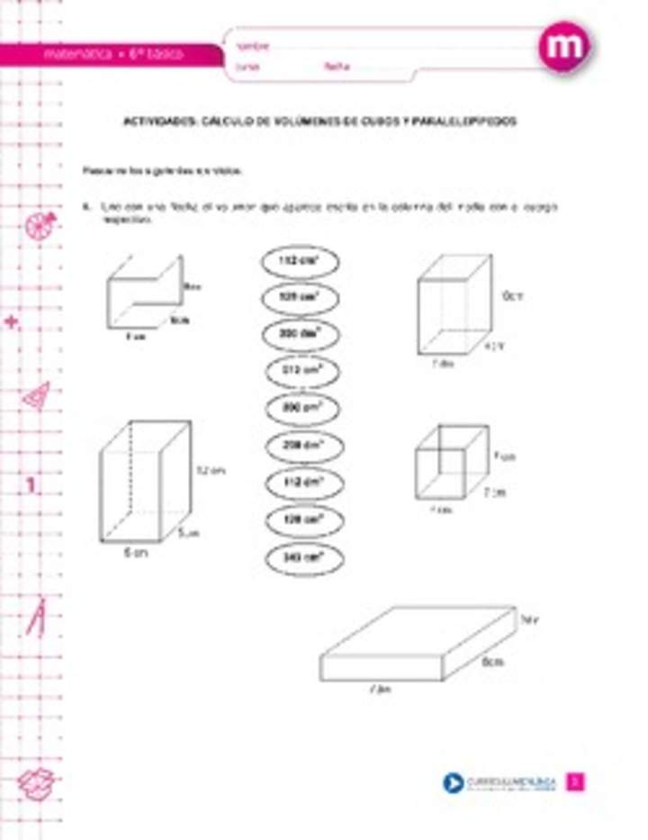 Cálculo de volúmenes de cubos y paralelepípedos Cálculo de volúmenes de cubos y paralelepípedos