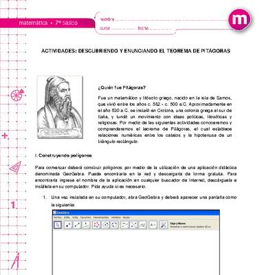 Descubriendo y enunciando el Teorema de Pitágoras Descubriendo y enunciando el Teorema de Pitágoras