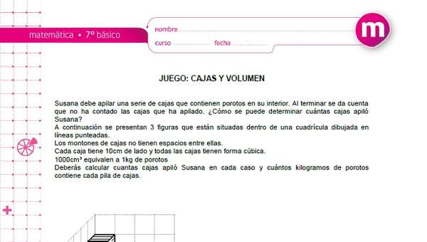 Juego: cajas y volumen Juego: cajas y volumen