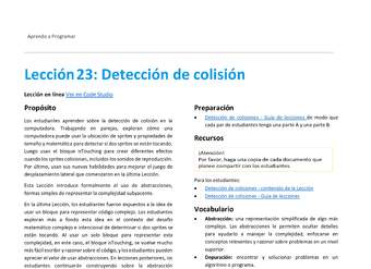 Unidad 2 - Lección 23: Detección de colisión