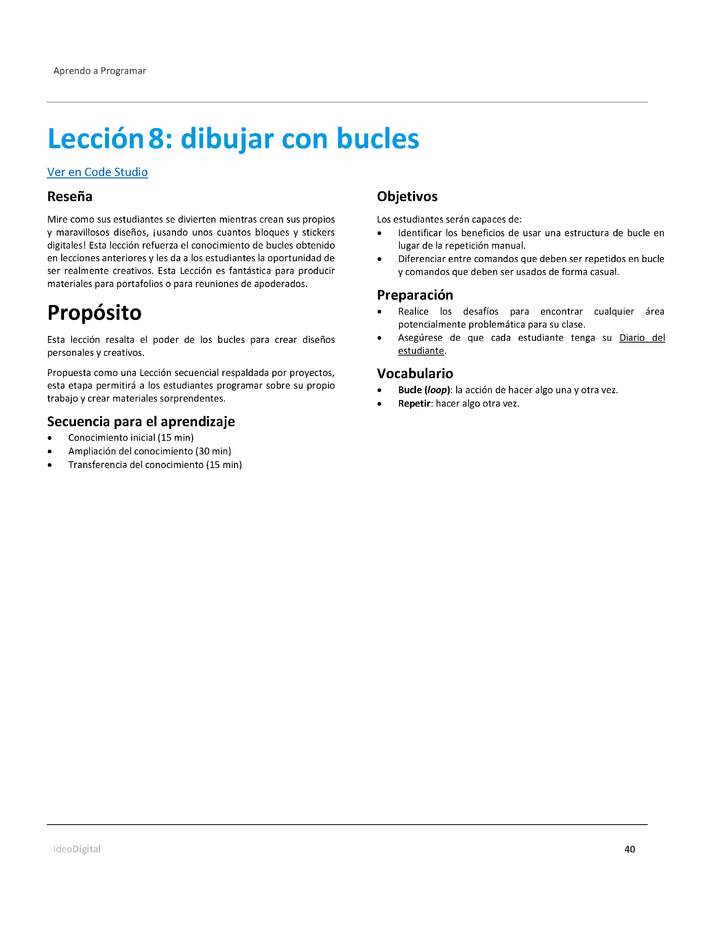 Unidad 2 - Lección 8: dibujar con bucles