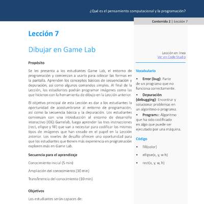 Unidad 1 - Lección 07: Dibujar en Game Lab
