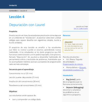 Unidad 1 - Lección 04: Depuración con Laurel