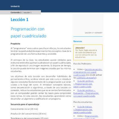 Unidad 1 - Lección 01: Programación con papel cuadriculado