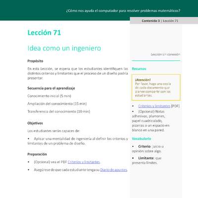 Unidad 3 - Lección 71: Idea como un ingeniero