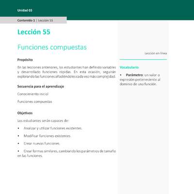 Unidad 3 - Lección 55: Funciones compuestas