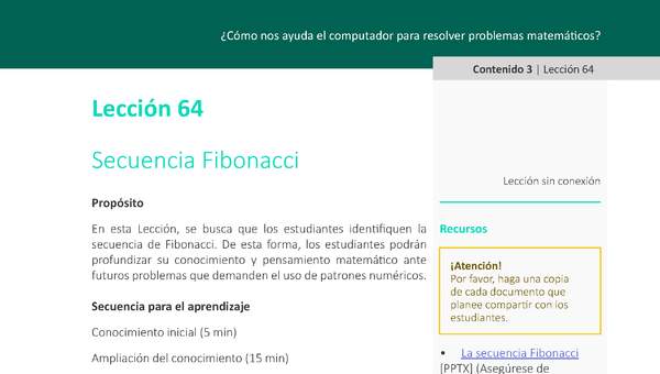 Unidad 3 - Lección 64: Secuencia Fibonacci