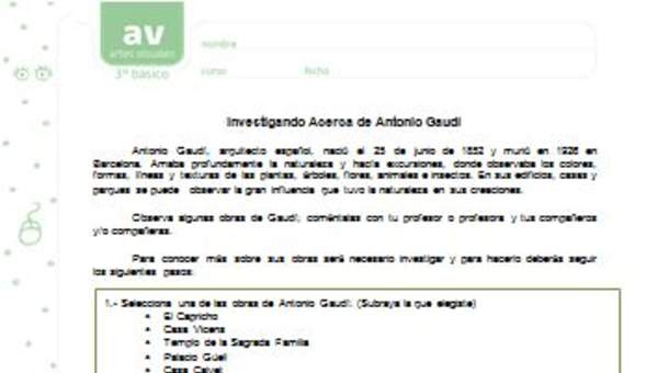 Investigando acerca de Antonio Gaudí Investigando acerca de Antonio Gaudí
