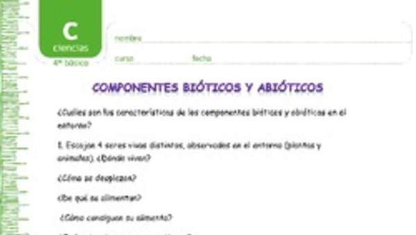 Componentes bióticos y abióticos en un ecosistema Componentes bióticos y abióticos en un ecosistema