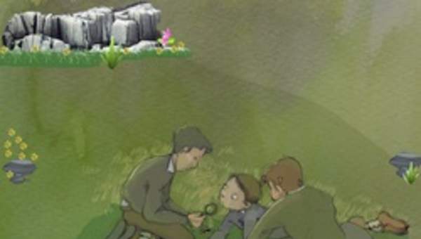 Niños explorando en el jardín Niños explorando en el jardín