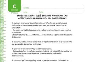 Investigación efecto actividades humanas en ecosistema Investigación efecto actividades humanas en ecosistema