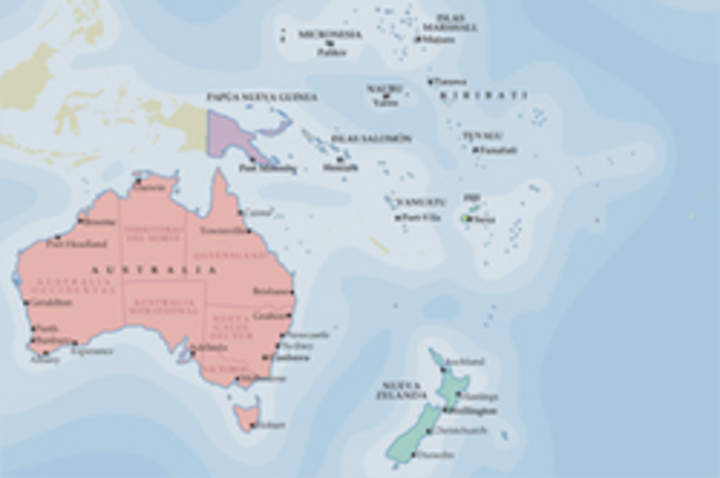 Mapa político de Oceanía Mapa político de Oceanía