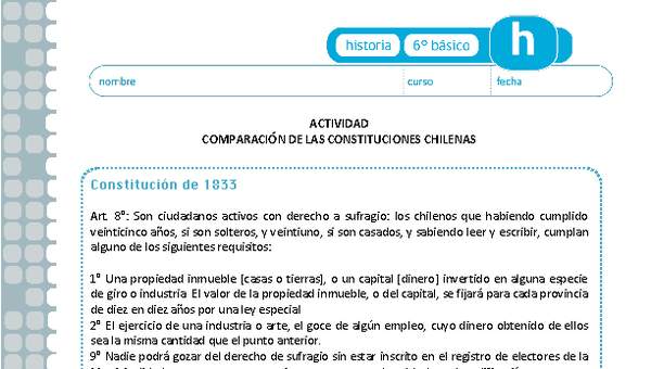 Comparación de las constituciones chilenas Comparación de las constituciones chilenas