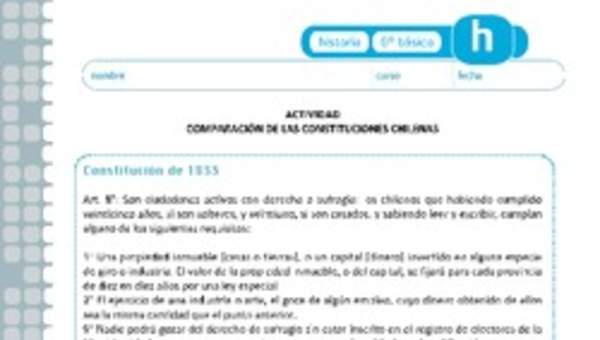 Comparación de las constituciones chilenas Comparación de las constituciones chilenas