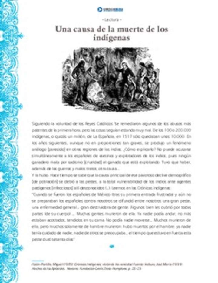 La causa de la muerte de los indígenas La causa de la muerte de los indígenas