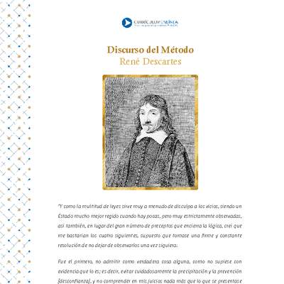 Discurso del método. René Descartes Discurso del método. René Descartes
