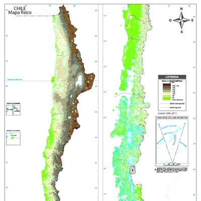 Mapa físico de Chile Mapa físico de Chile