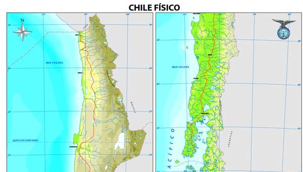 Mapa con el relieve de Chile Mapa con el relieve de Chile