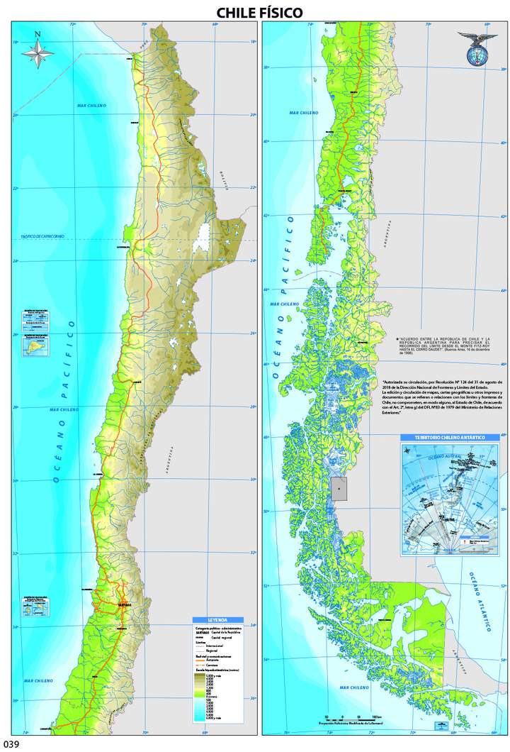 Mapa con el relieve de Chile Mapa con el relieve de Chile